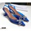 Amina Muaddi Heel 7cm Rosie Embellished PVC Bow Pumps Blue