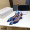 Amina Muaddi Heel 7cm Rosie Embellished PVC Bow Pumps Blue