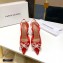 Amina Muaddi Heel 10cm Rosie Embellished PVC Bow Pumps Red