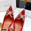 Amina Muaddi Heel 10cm Rosie Embellished PVC Bow Pumps Red