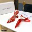Amina Muaddi Heel 10cm Rosie Embellished PVC Bow Pumps Red