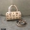 MCM Visetos Mini Boston Bag Creamy
