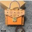 MCM Visetos Small Patricia Satchel Bag Cognac