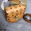 MCM Visetos Round Patricia Shoulder Bag Cognac