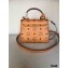 MCM Visetos X-Mini Heritage Top Handle Bag Cognac