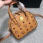 MCM Visetos Mini Essential Half Moon Tote Bag Cognac