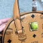 MCM Visetos Mini Essential Half Moon Tote Bag Cognac