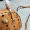 MCM Visetos Mini Essential Half Moon Tote Bag Cognac