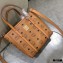 MCM Visetos Mini Toni Shopper Tote Bag Cognac