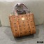 MCM Visetos Mini Toni Shopper Tote Bag Cognac