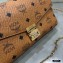 MCM Visetos Medium Millie Flap Crossbody Bag Cognac