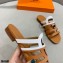 Hermes Chaine D'ancre Camelia Sandals Brown/White