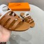 Hermes Chaine D'ancre Camelia Sandals Brown/White