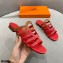 Hermes Chaine D'ancre Camelia Sandals Red/Brown