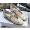 Dior Heel 3.5cm Teddy-D Ballerinas Perforated Glazed Calfskin White 2021
