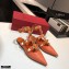 Valentino Calfskin Roman Stud Ballet Flats Orange 2021