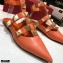 Valentino Calfskin Roman Stud Ballet Flats Orange 2021