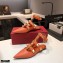Valentino Calfskin Roman Stud Ballet Flats Orange 2021