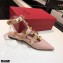Valentino Calfskin Roman Stud Ballet Flats Nude 2021