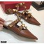 Valentino Calfskin Roman Stud Ballet Flats Coffee 2021