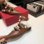 Valentino Calfskin Roman Stud Ballet Flats Coffee 2021