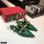 Valentino Calfskin Roman Stud Ballet Flats Green 2021