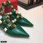 Valentino Calfskin Roman Stud Ballet Flats Green 2021