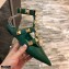 Valentino Calfskin Roman Stud Ballet Flats Green 2021