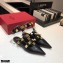 Valentino Calfskin Roman Stud Ballet Flats Black 2021