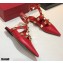 Valentino Calfskin Roman Stud Ballet Flats Red 2021