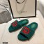 Gucci Merino Wool Slide Sandals with Interlocking G 646225 Dark Green 2021
