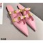 Valentino Calfskin Roman Stud Flat Mules Pink 2021