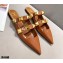 Valentino Calfskin Roman Stud Flat Mules Brown 2021