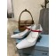 Prada Heel 7.5cm Two-tone Mary Jane Pumps Patent White with Strap 2021