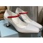 Prada Heel 7.5cm Two-tone Mary Jane Pumps Patent White with Strap 2021