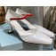 Prada Heel 7.5cm Two-tone Mary Jane Pumps Patent White 2021