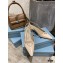 Prada Heel 6cm Leather Triangle Logo Slingbacks Patent Beige 2021