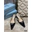 Prada Heel 6cm Leather Triangle Logo Slingbacks Patent Black 2021
