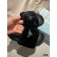 Prada Heel 3cm Wool Triangle Logo Slides Black 2021