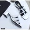 Saint Laurent Heel 5cm Cassandra Mules White with Monogram YSL Logo
