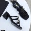 Saint Laurent Heel 5cm Cassandra Mules Black with Monogram YSL Logo
