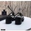Saint Laurent Heel 5cm Cassandra Mules Black with Monogram YSL Logo