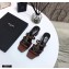 Saint Laurent Heel 5cm Cassandra Mules Brown with Monogram YSL Logo