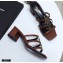 Saint Laurent Heel 5cm Cassandra Mules Brown with Monogram YSL Logo
