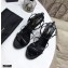 Saint Laurent Crystals Cassandra Sandals Patent Black with Monogram YSL Logo Heel 10.5cm