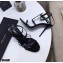 Saint Laurent Crystals Cassandra Sandals Patent Black with Monogram YSL Logo Heel 10.5cm