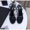 Saint Laurent Crystals Cassandra Sandals Black with Monogram YSL Logo Heel 10.5cm