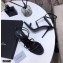 Saint Laurent Crystals Cassandra Sandals Black with Monogram YSL Logo Heel 10.5cm