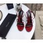 Saint Laurent Crystals Cassandra Sandals Patent Red with Monogram YSL Logo Heel 10.5cm