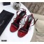 Saint Laurent Crystals Cassandra Sandals Patent Red with Monogram YSL Logo Heel 10.5cm